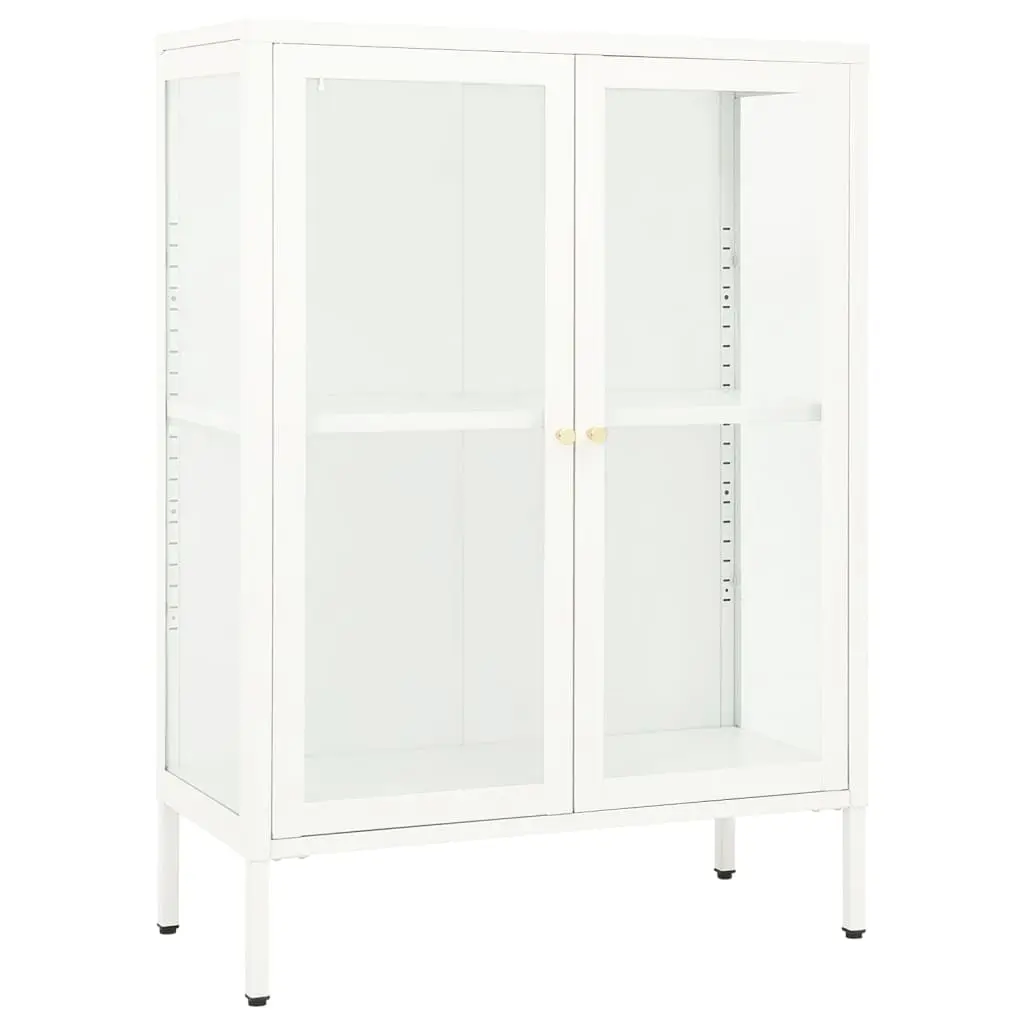vidaXL Skjenk hvit 75x35x105 cm stål og glass