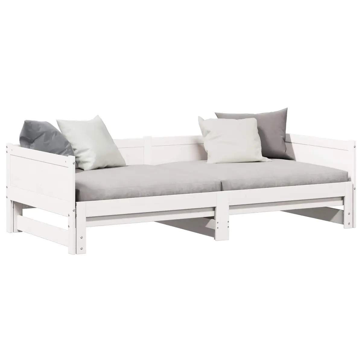 vidaXL Uttrekkbar Dagbed Hvit 203,5 x 184 x 56,5 cm Massiv furu