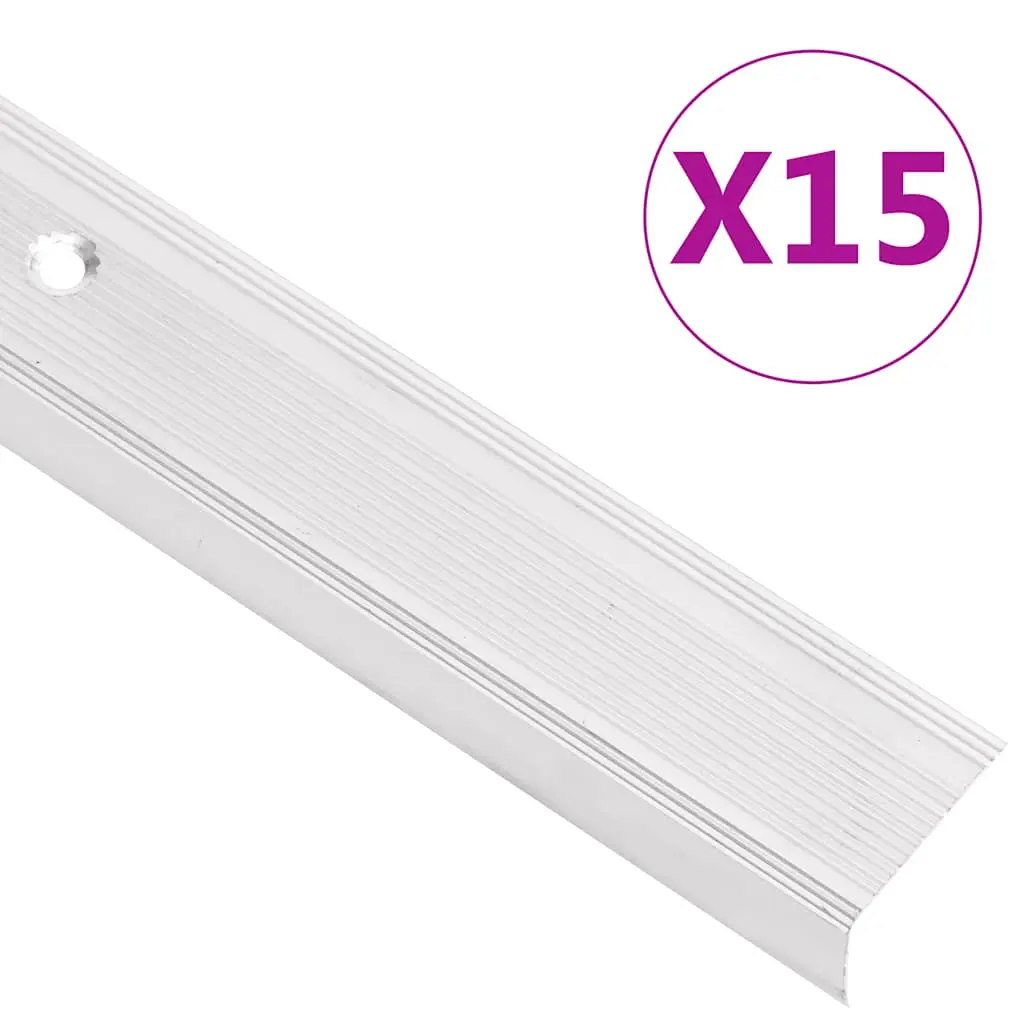 vidaXL Trappeneser L-form 15 stk aluminium 100 cm sølv