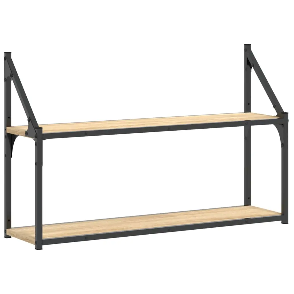 vidaXL Vegghylle 3 etasjer sonoma eik 80x21x51 cm konstruert tre