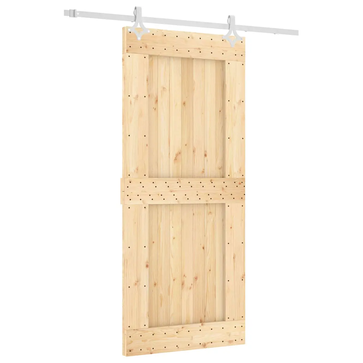vidaXL Skyvedør Naturlig og Hvit 90 x 210 cm Massiv Furu Tre