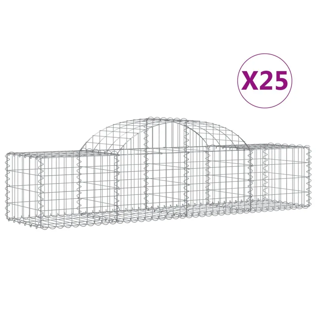 vidaXL Gabionkurver buede 25 stk 200x50x40/60 cm galvanisert jern