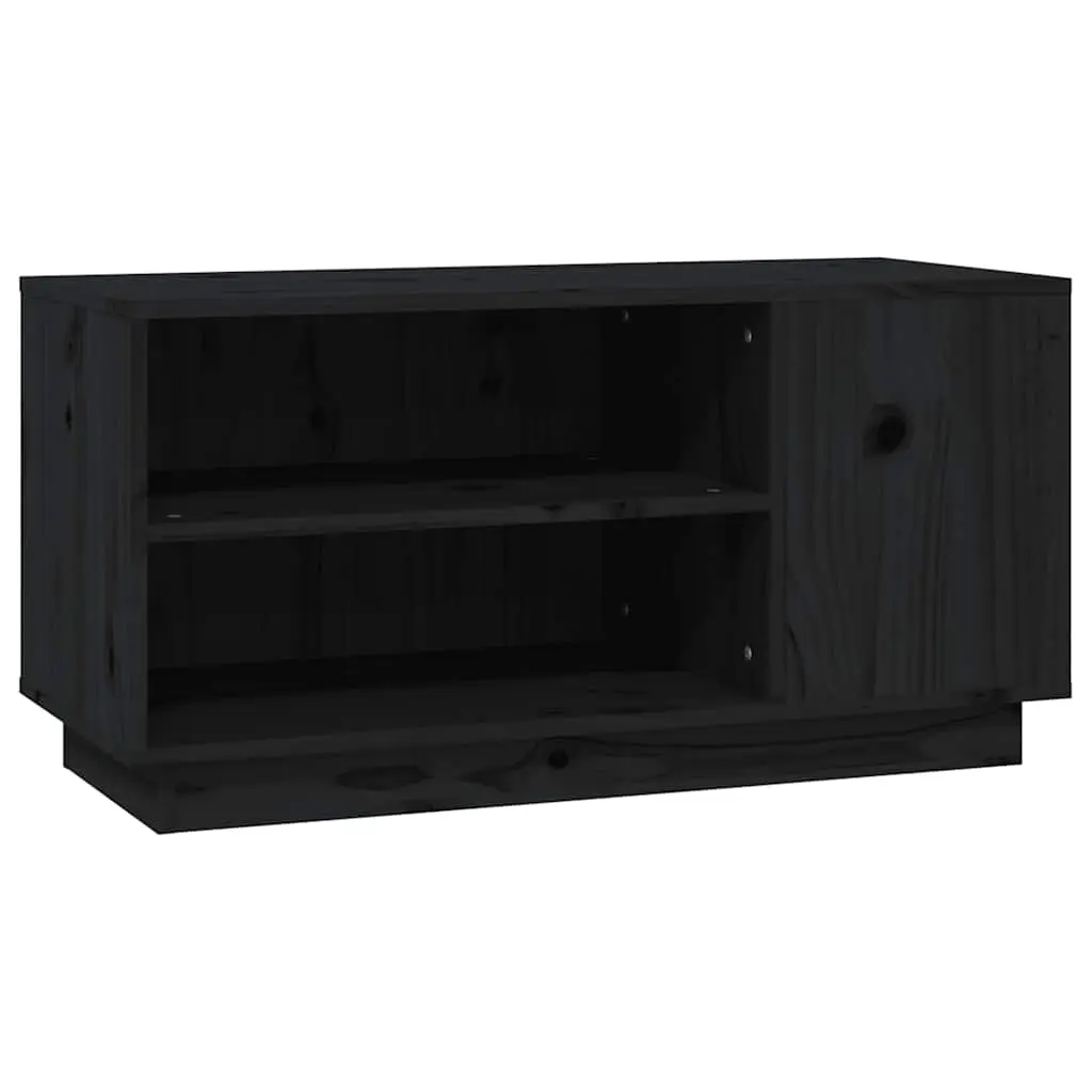 vidaXL TV-benk svart 80x35x40,5 cm heltre furu