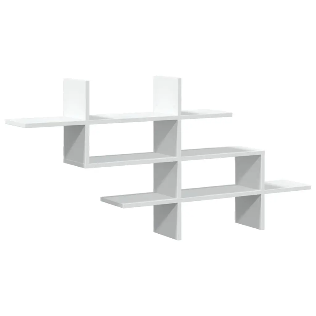 vidaXL Vegghylle hvit 124,5x18x60,5 cm konstruert tre