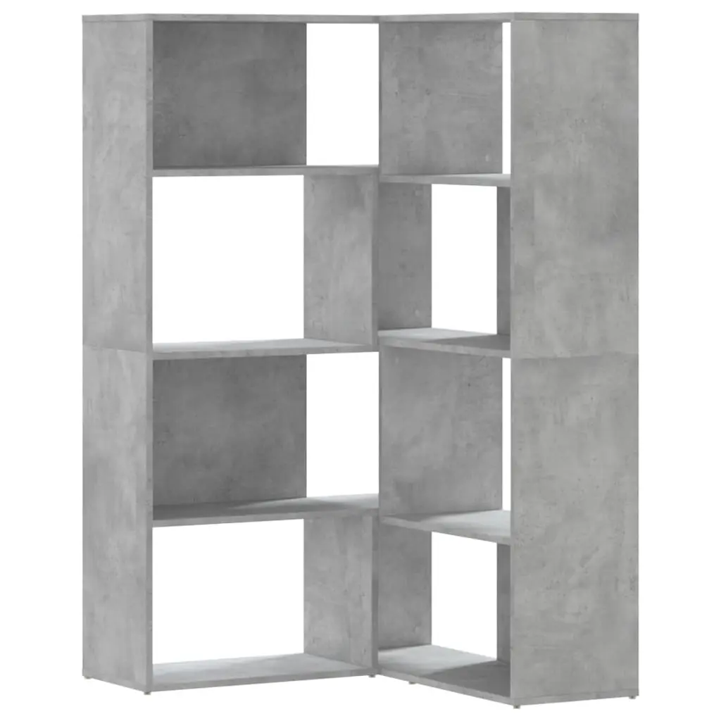 vidaXL Bokhylle hjørne 4 etasjer betonggrå 85x85x140 cm konstruert tre