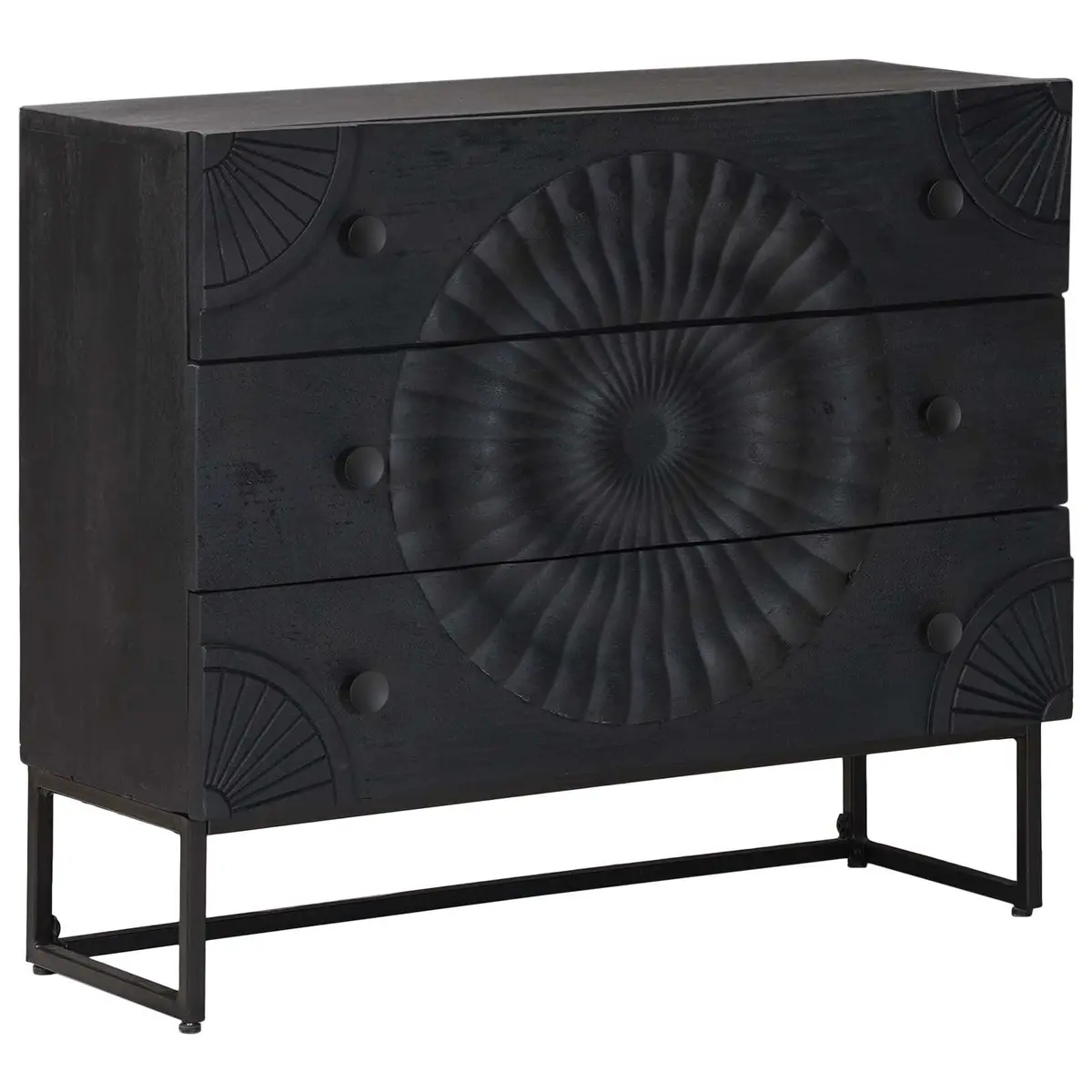 vidaXL Skuffeskap Svart 75 x 30 x 65 cm
