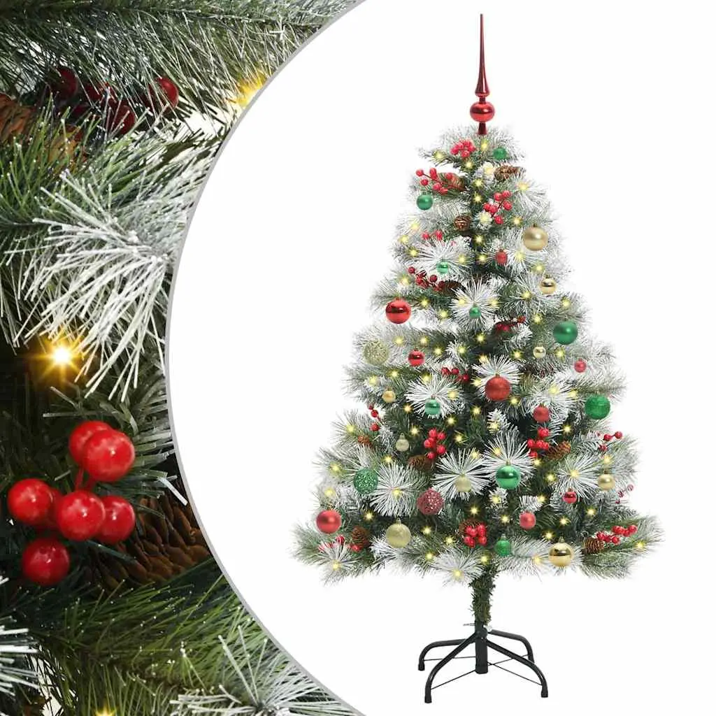 vidaXL Kunstig juletre Grønn og hvit 150 cm PVC og Metall og Plast