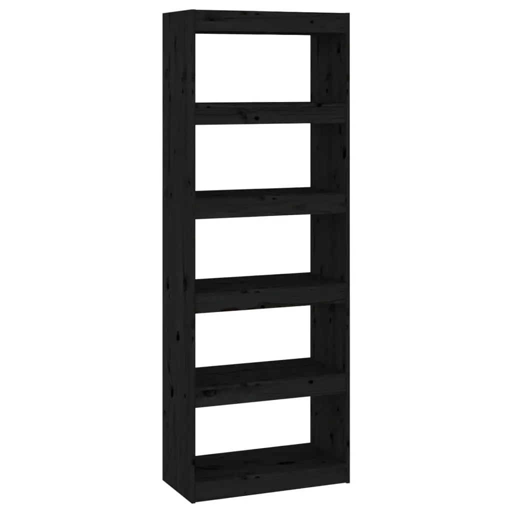 vidaXL Bokhylle/romdeler svart 60x30x167,5 cm heltre furu