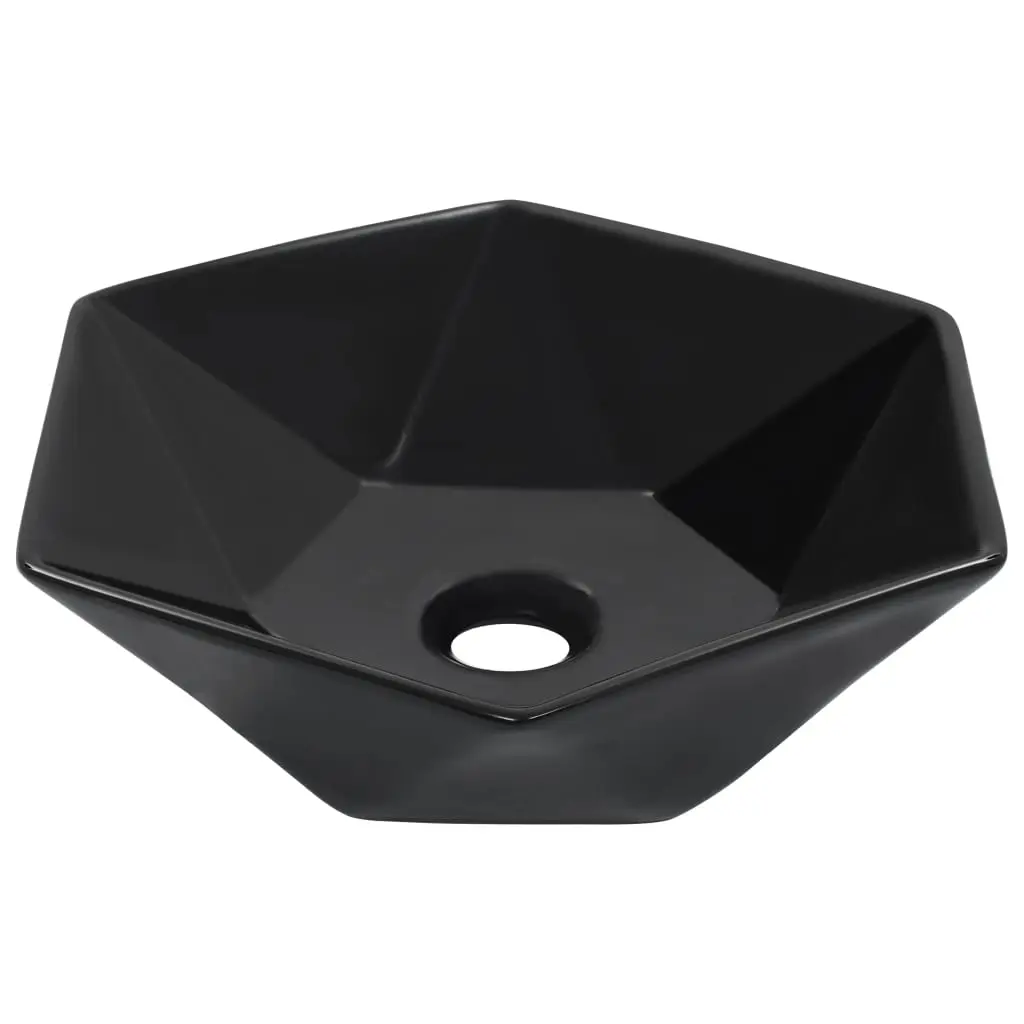 vidaXL Vask 41x36,5x12 cm keramikk svart