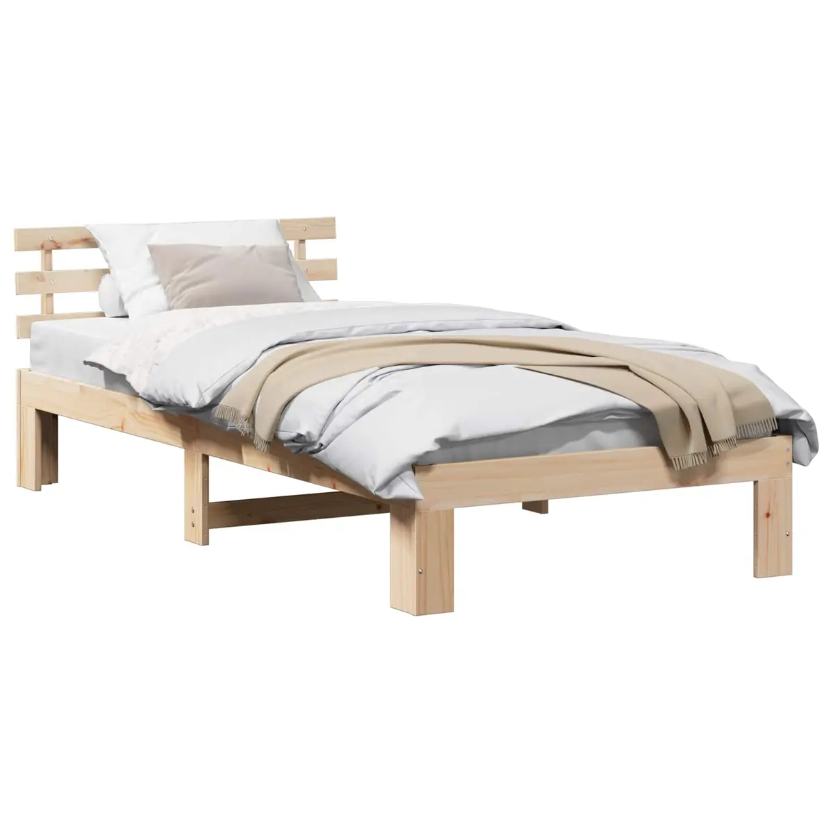 vidaXL Sengestamme med hodegjerde Naturlig 75 x 190 cm Massiv furu