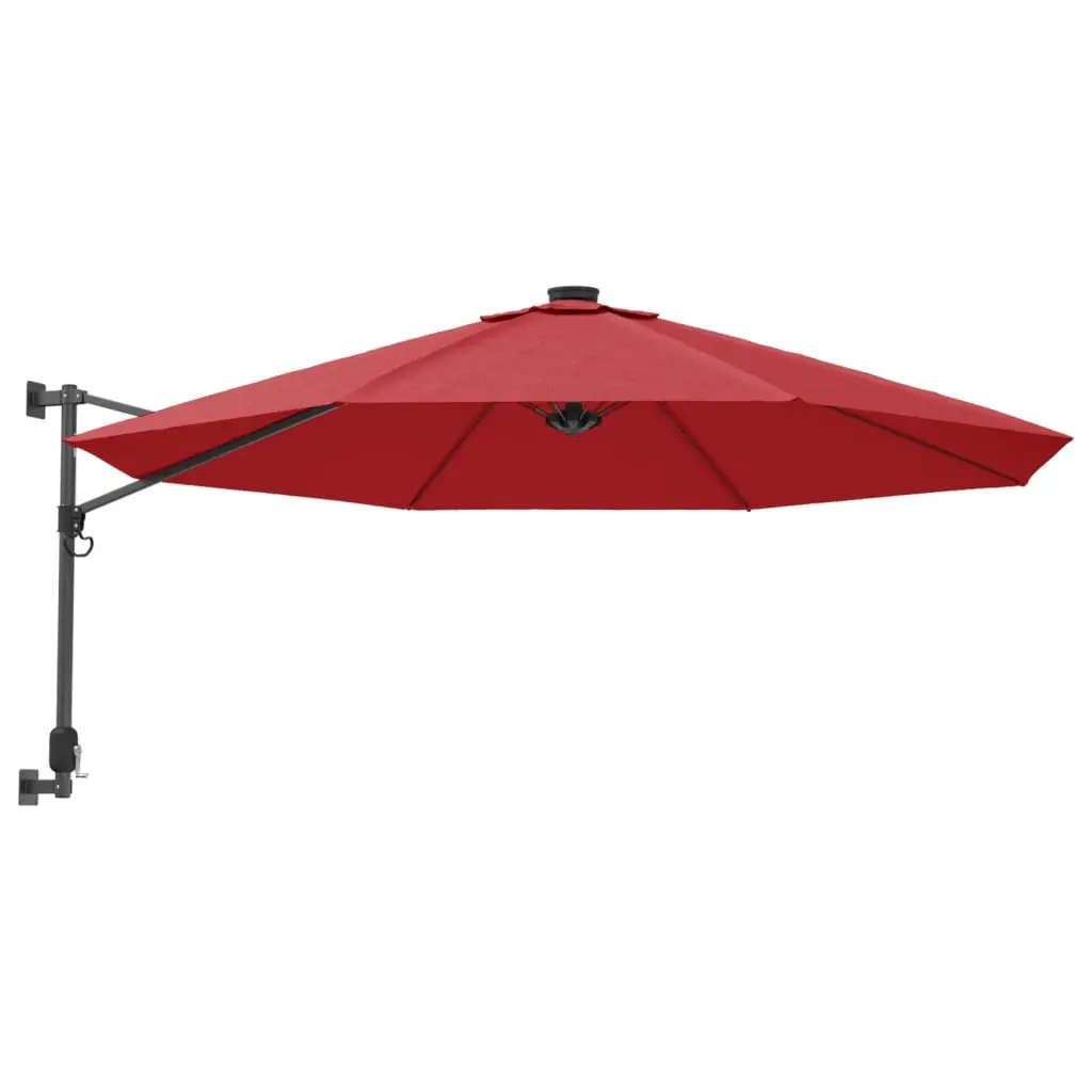 vidaXL Veggmontert parasoll med LED lyserød 290 cm