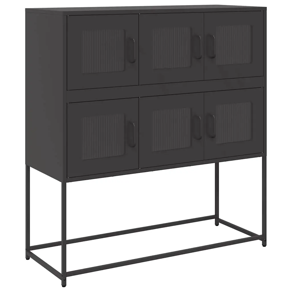 vidaXL Skjenk svart 100,5x39x107 cm kaldvalset stål