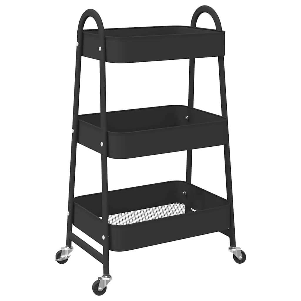 vidaXL Oppbevaringsvogn 3-lags svart 42x41,5x77 cm akryl