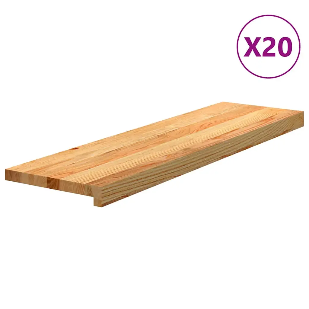 vidaXL Trappetrinn 20 stk lysebrun 90x30x2 cm heltre eik