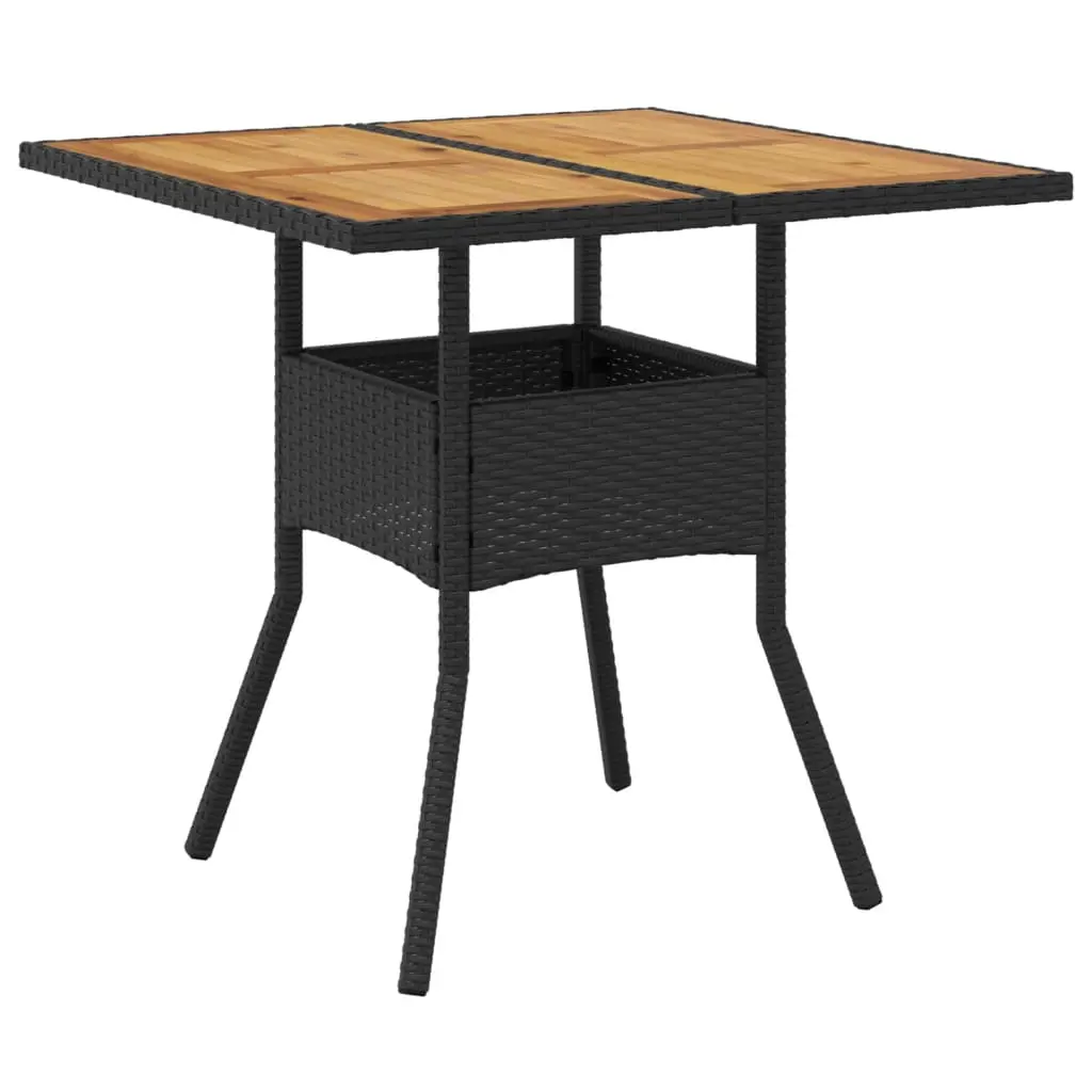 vidaXL Hagebord med topp i akasie svart 80x80x75 cm polyrotting