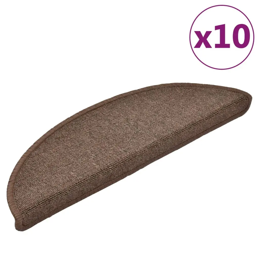 vidaXL Trappematter 10 stk 56x17x3 cm kaffebrune halvrund