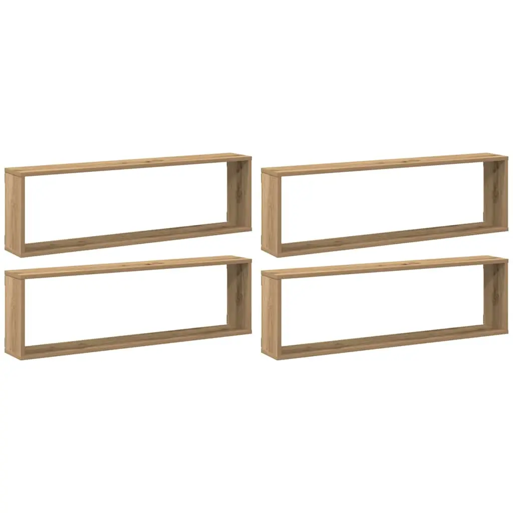 vidaXL Vegghyller kube 4 stk artisan eik 100x15x30 cm konstruert tre