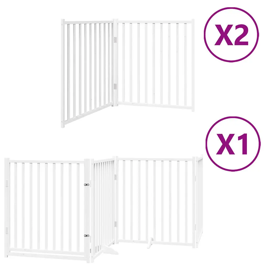 vidaXL Hundeport sammenleggbar 8 paneler hvit 640 cm poppeltre