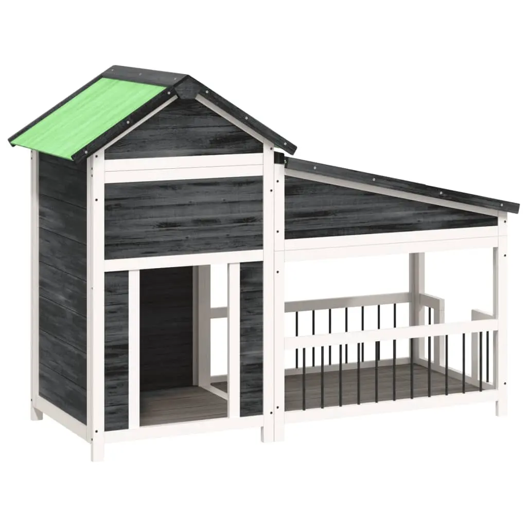 vidaXL Hundekennel grå 143x60,5x109 cm heltre furu