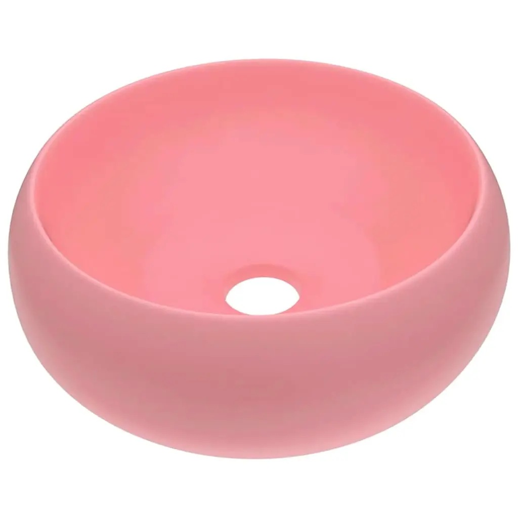 vidaXL Luksuriøs servant rund matt rosa 40x15 cm keramisk