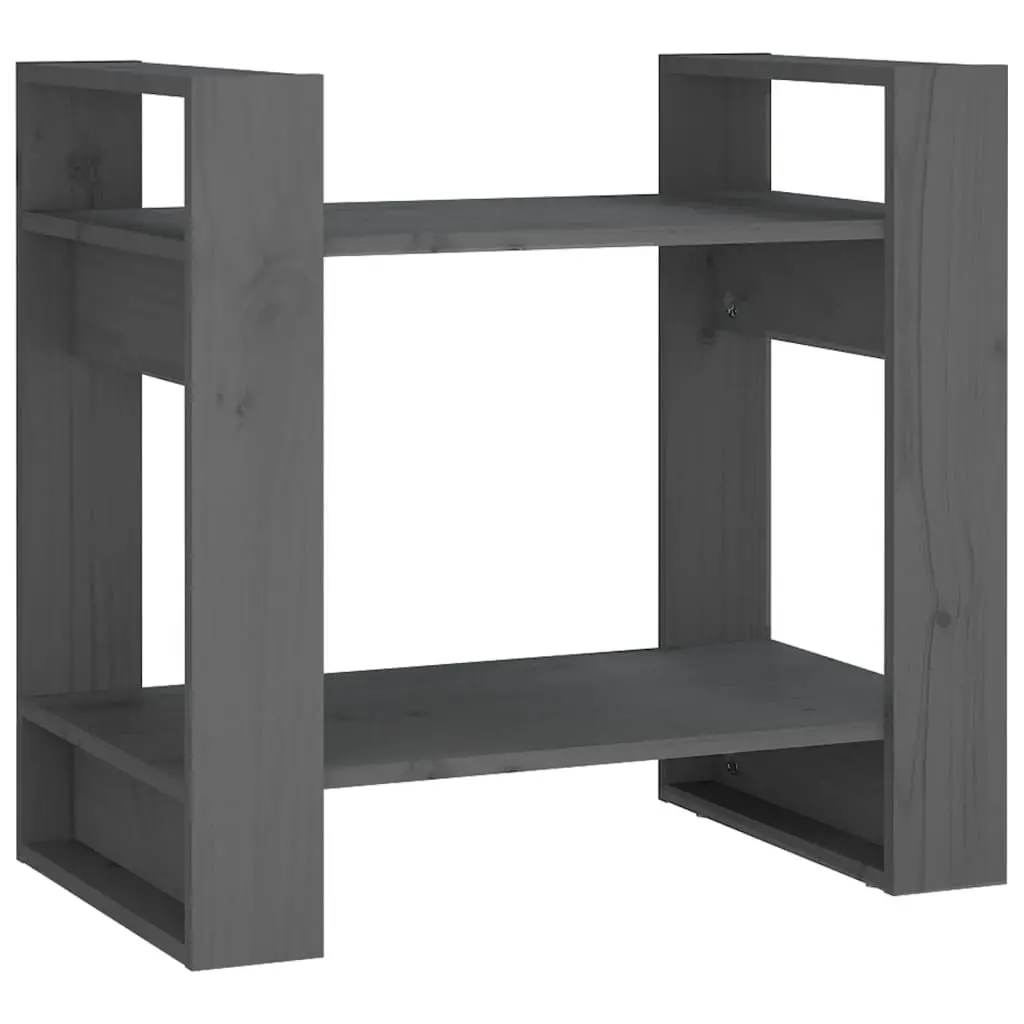 vidaXL Bokhylle/romdeler grå 60x35x57 cm heltre furu