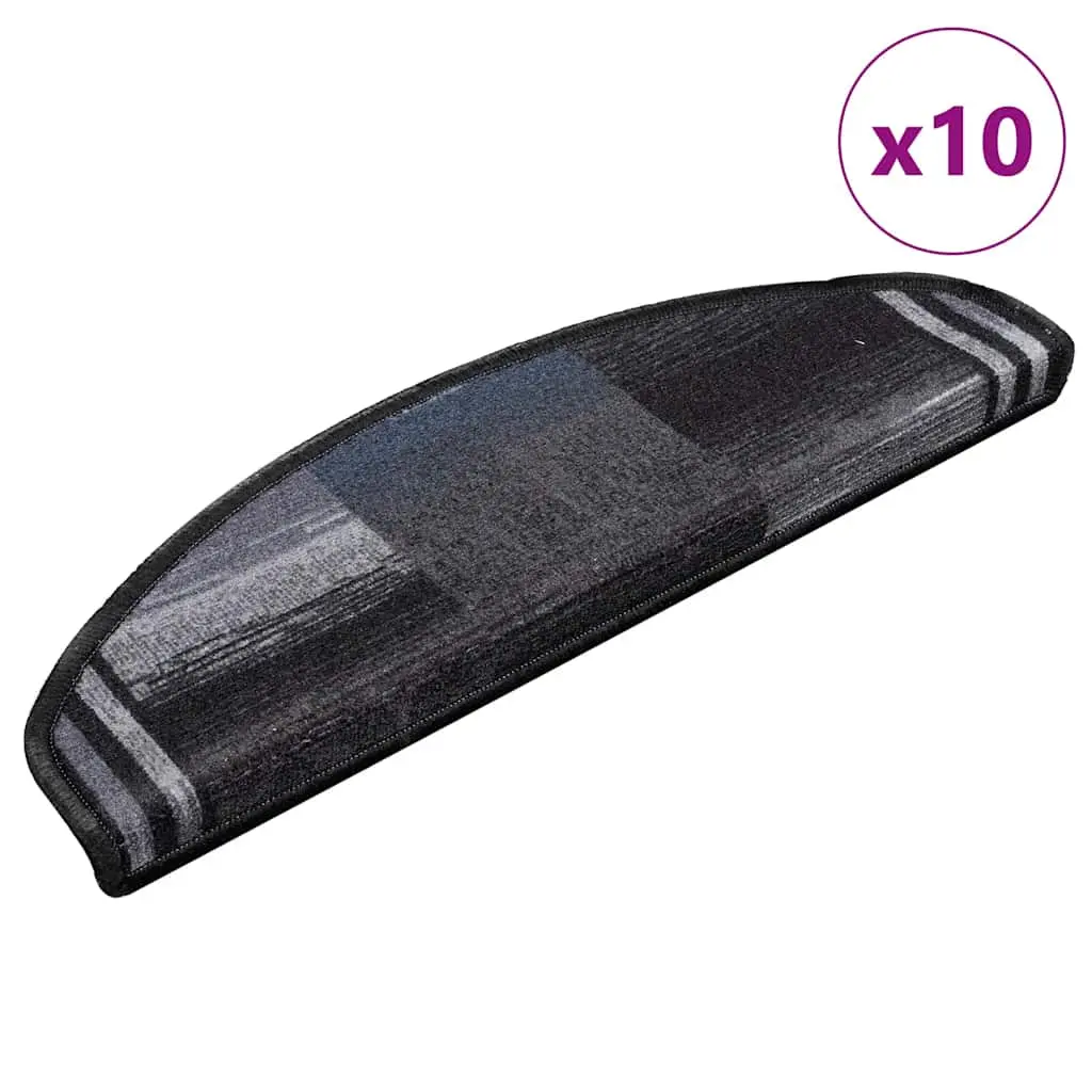 vidaXL Selvklebende trappematter 10 stk 65x21x4 cm svart og grå