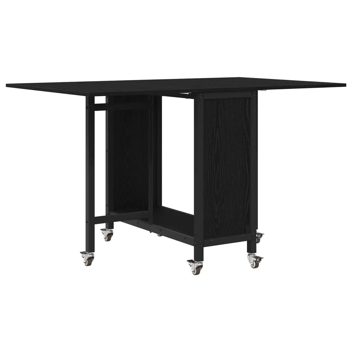 vidaXL Sammenleggbart spisebord med hjul 130 x 80 x 76,5 cm Svart eik