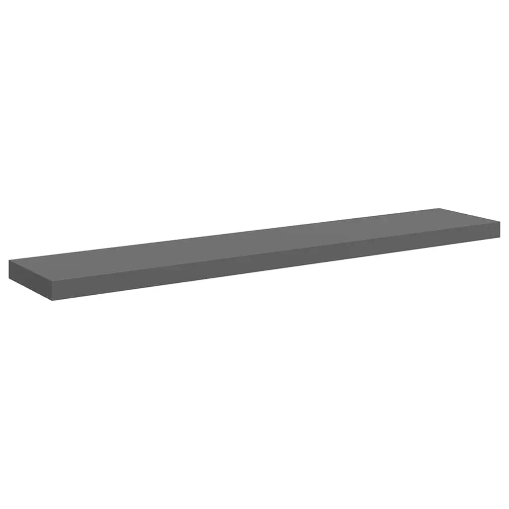 vidaXL Flytende vegghylle høyglans grå 120x23,5x3,8 cm MDF