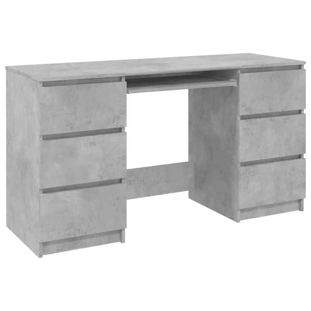 vidaXL Skrivebord betonggrå 140x50x77 cm konstruert tre