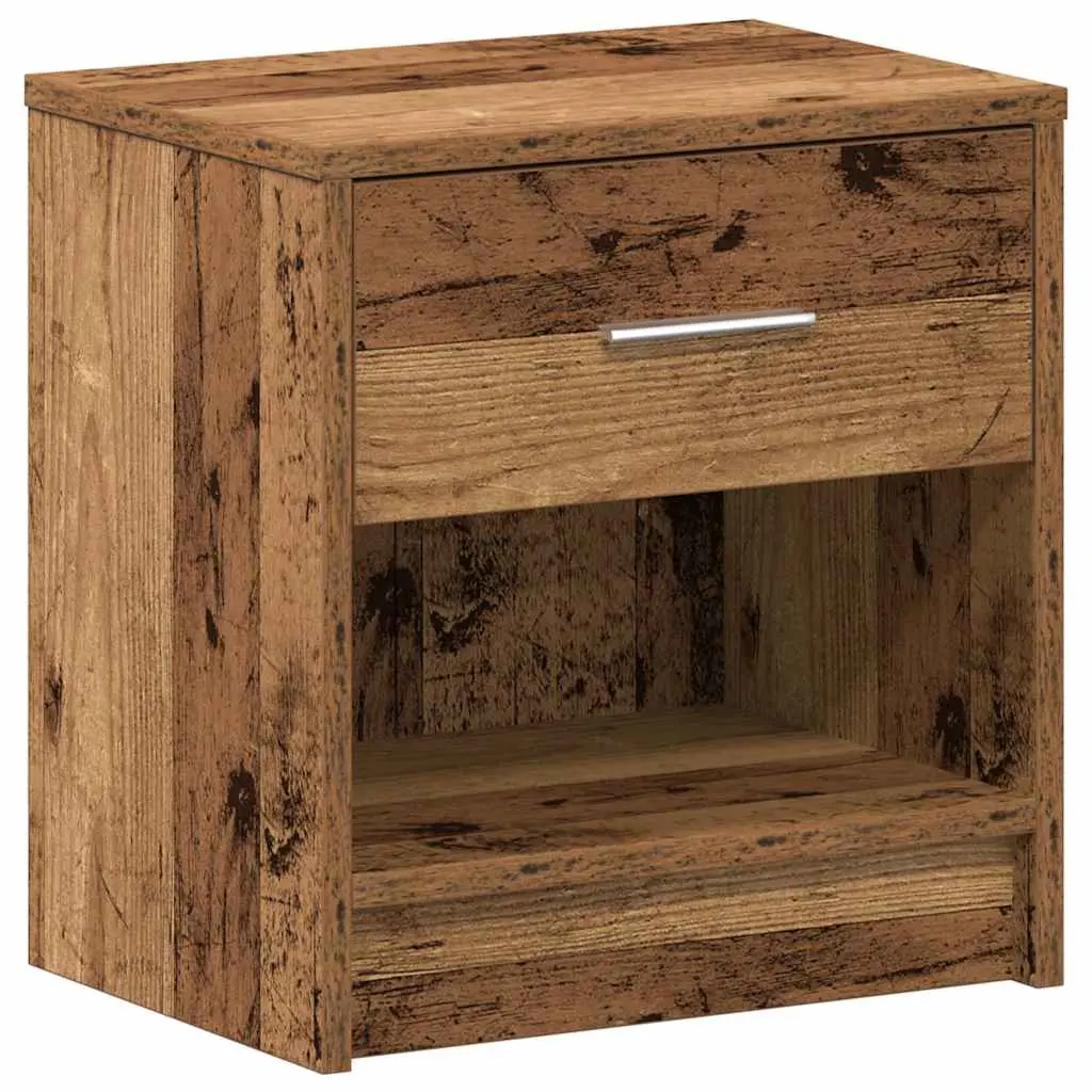 vidaXL Nattbord med skuff gammelt tre 39x28x41 cm