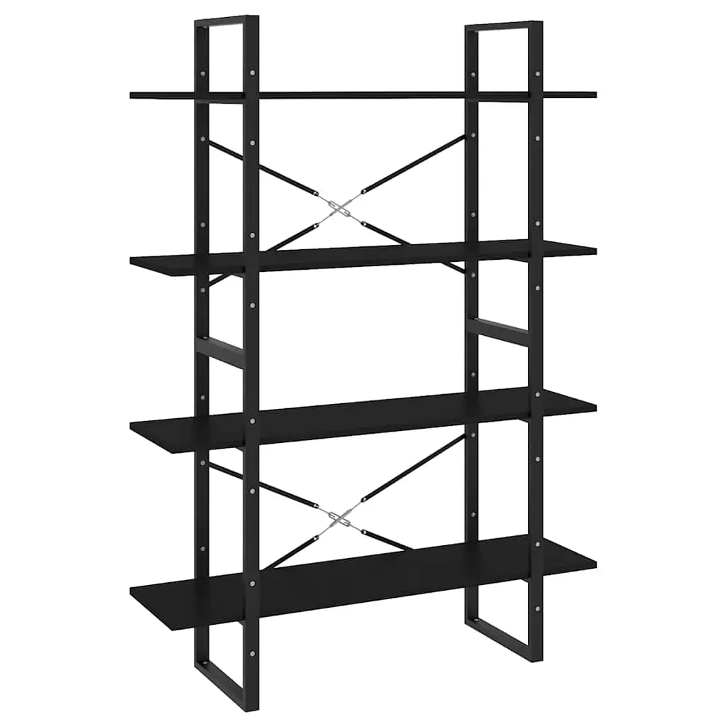 vidaXL Bokhylle 4 nivåer svart 100x30x140 cm konstruert tre