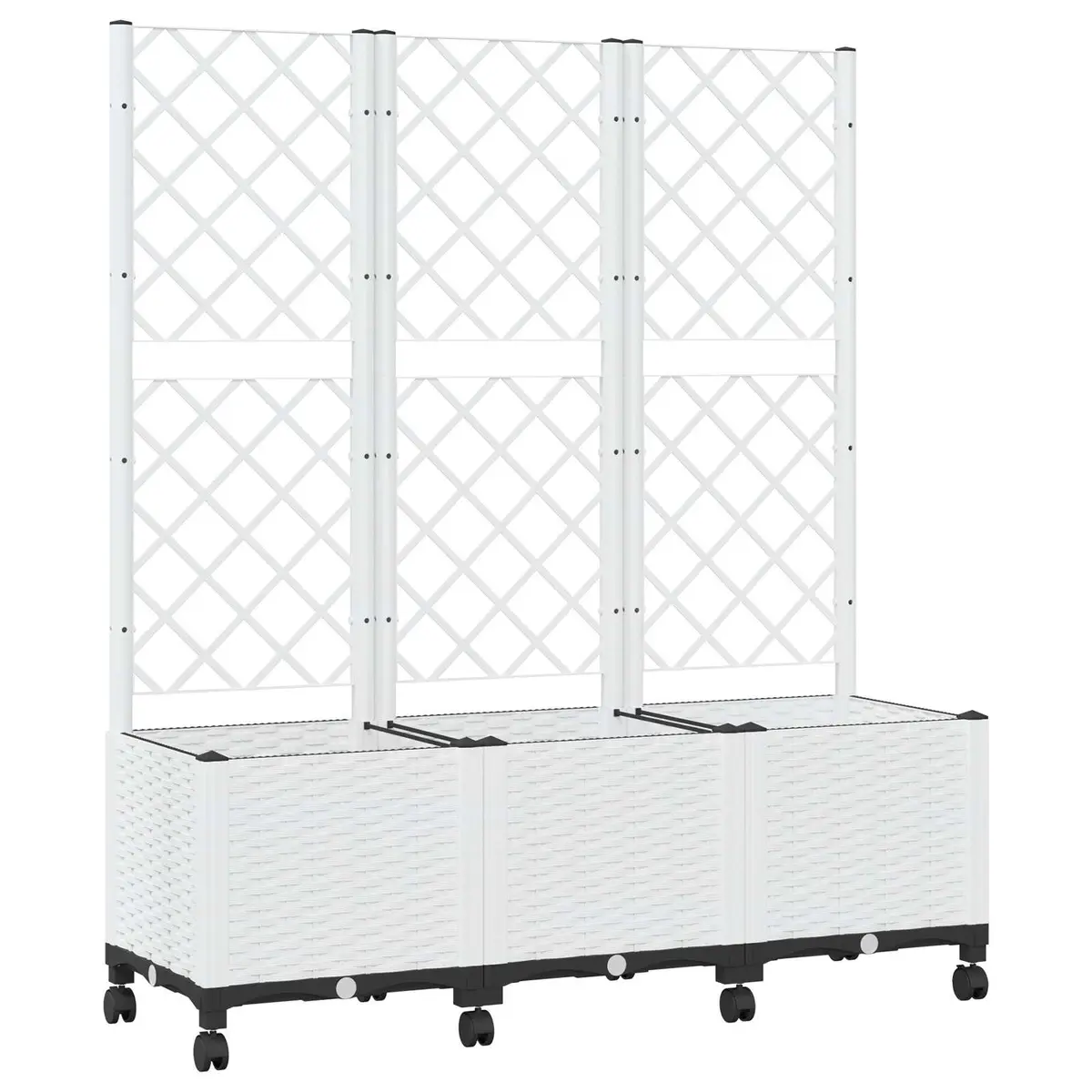 vidaXL Hageplanter med espalier og hjul Hvit 120 x 40 x 146 cm PP
