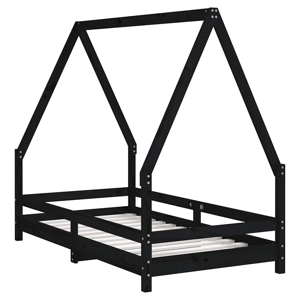 vidaXL Barnesengeramme svart 80x160 cm heltre furu