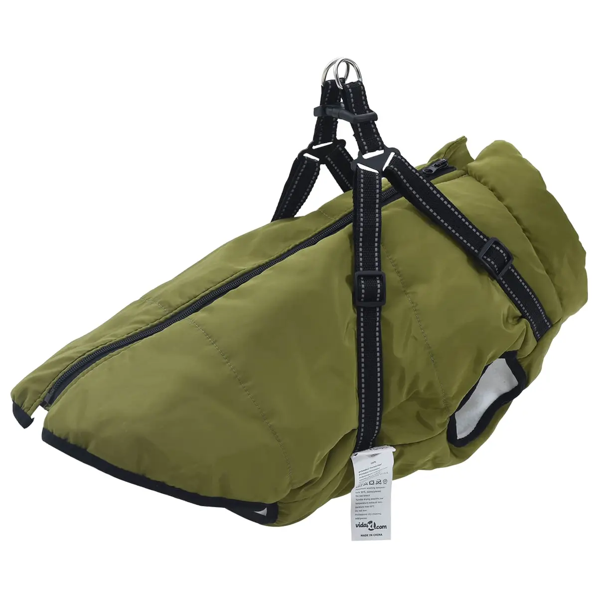 vidaXL Hund Frakk Army grønn L52 Fleece og polyester