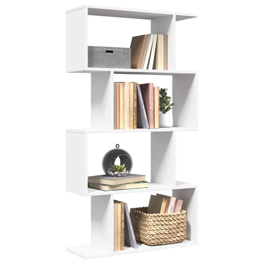 vidaXL Romdeler bokhylle 4-etasjers hvit 70x24x129 cm konstruert tre