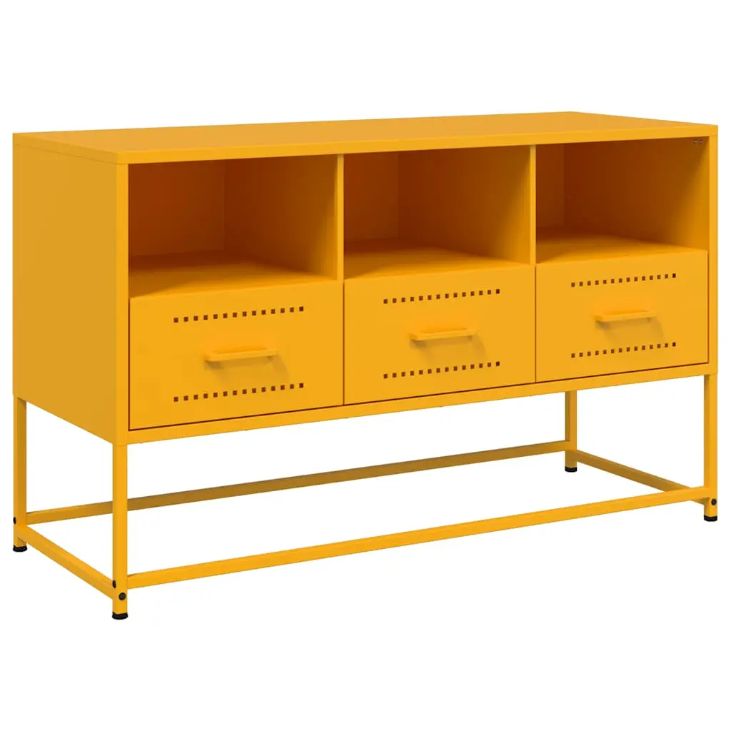 vidaXL TV-benk sennepsgul 100,5x39x60,5 cm stål