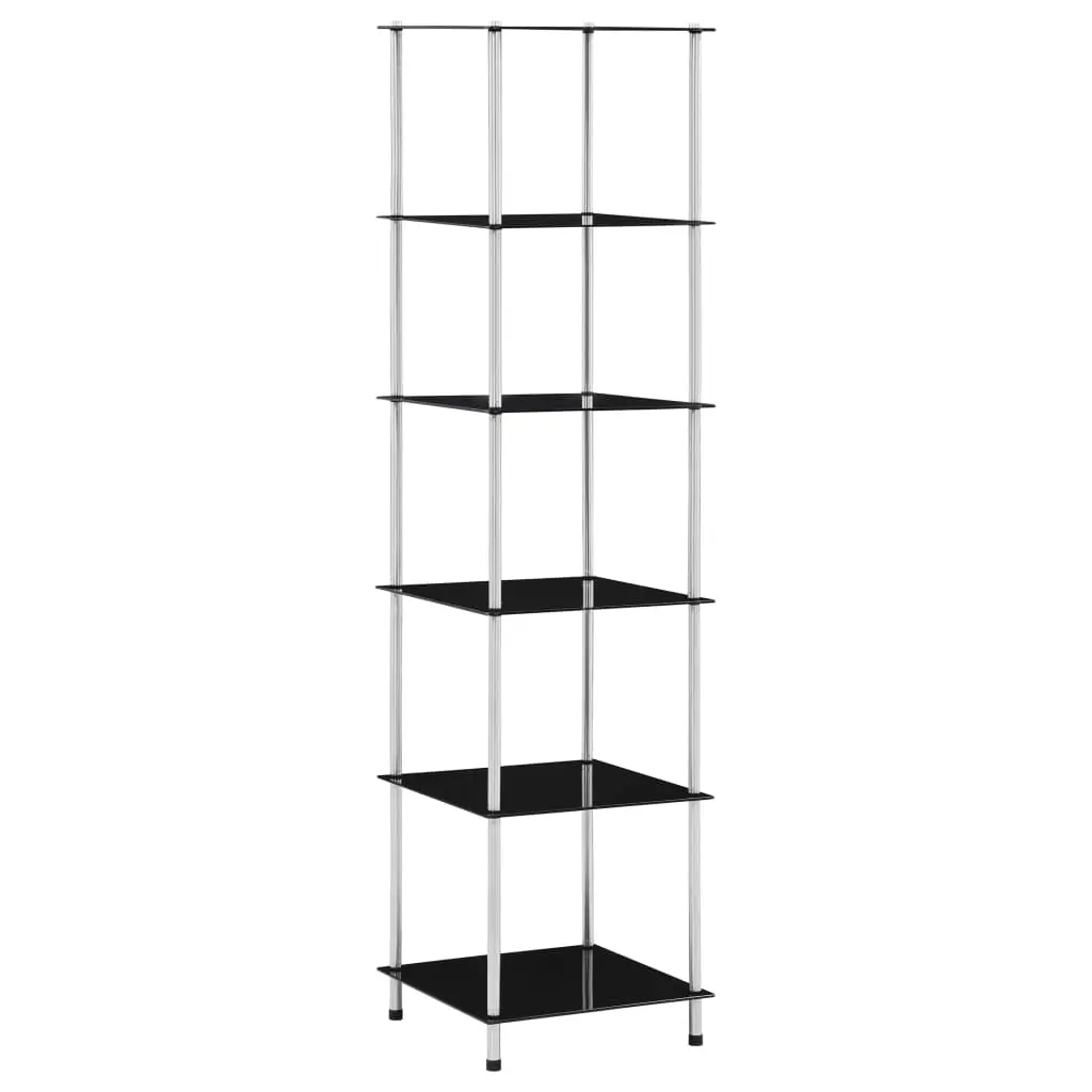 vidaXL Hylle 6 etasjer svart 40x40x160 cm herdet glass