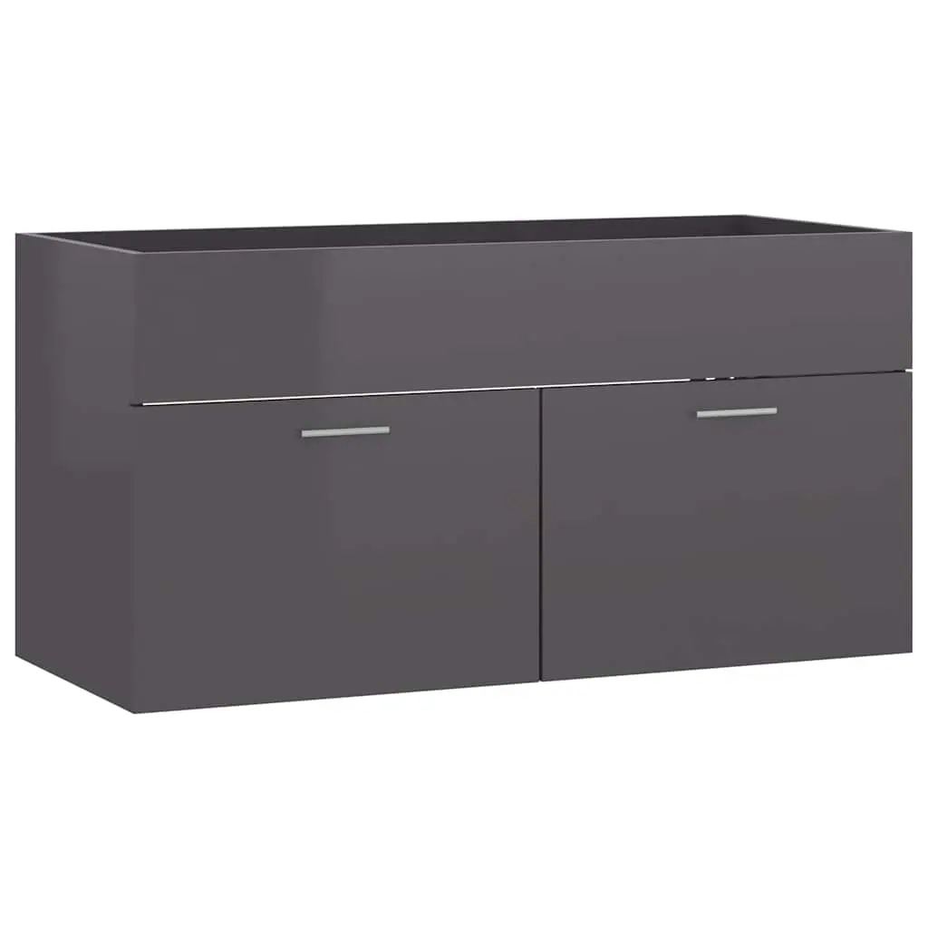 vidaXL Servantskap høyglans grå 90x38,5x46 cm konstruert tre