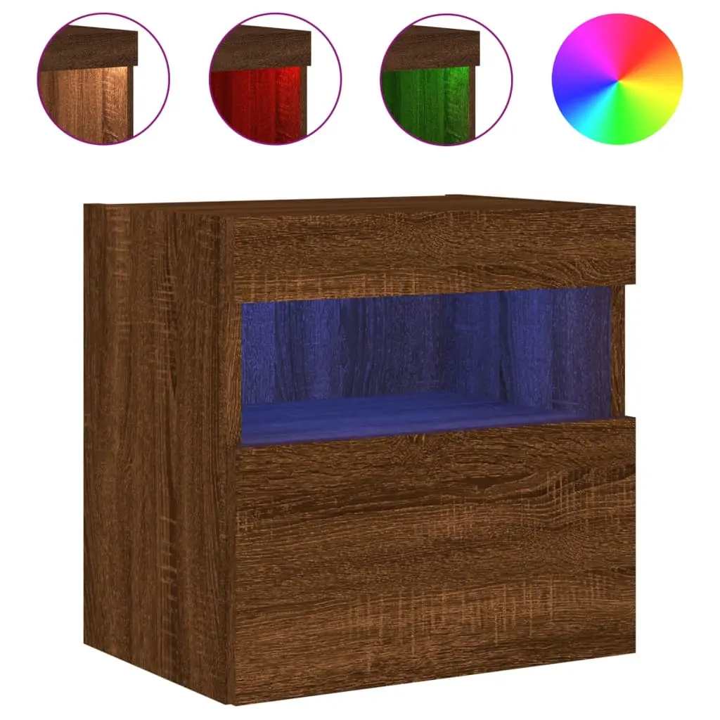 vidaXL TV Veggskap med LED brun eik 40x30x40 cm