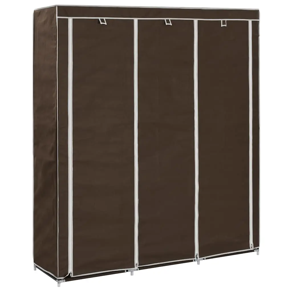 vidaXL Garderobe med skap og stenger brun 150x45x175 cm stoff