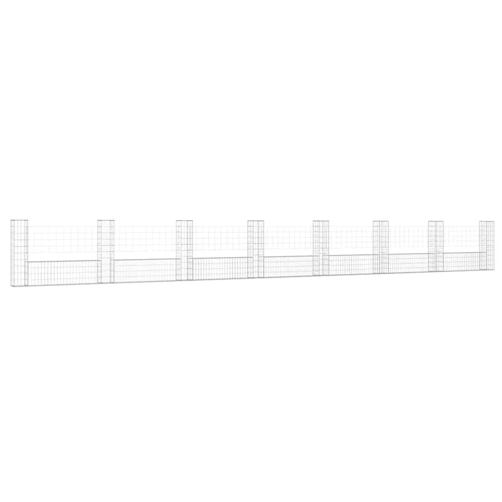 vidaXL Gabionkurv u-formet med 8 stolper jern 860x20x100 cm