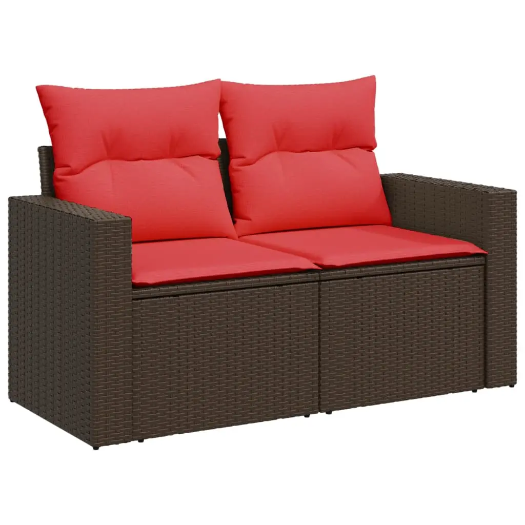 vidaXL Hagesofa med puter 2-seters brun polyrotting