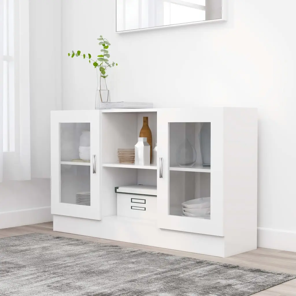 vidaXL Vitrine hvit 120x30,5x70 cm konstruert tre