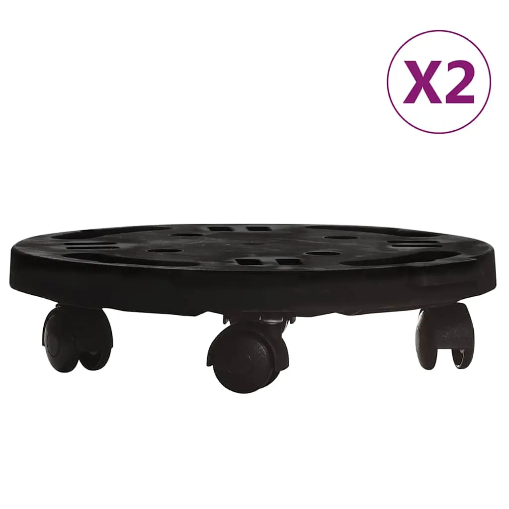 vidaXL Plantetralle med hjul 2 stk diameter 30 cm svart 170 kg