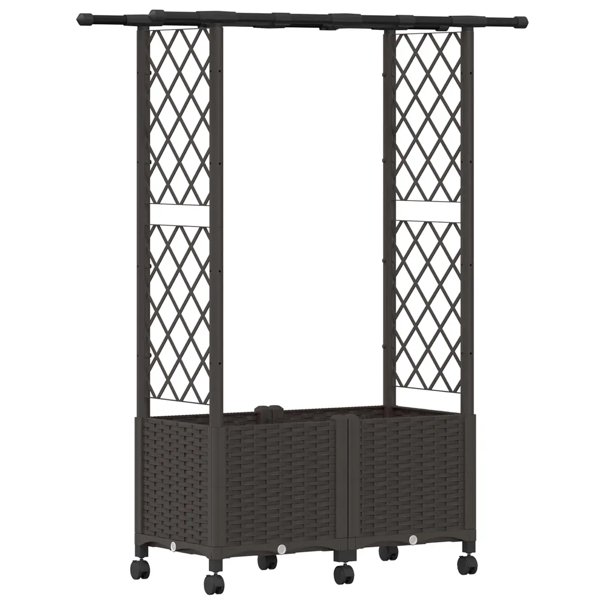 vidaXL Hevet Bed med Trellis og Tak Brun 124,5 x 40 x 142 cm PP