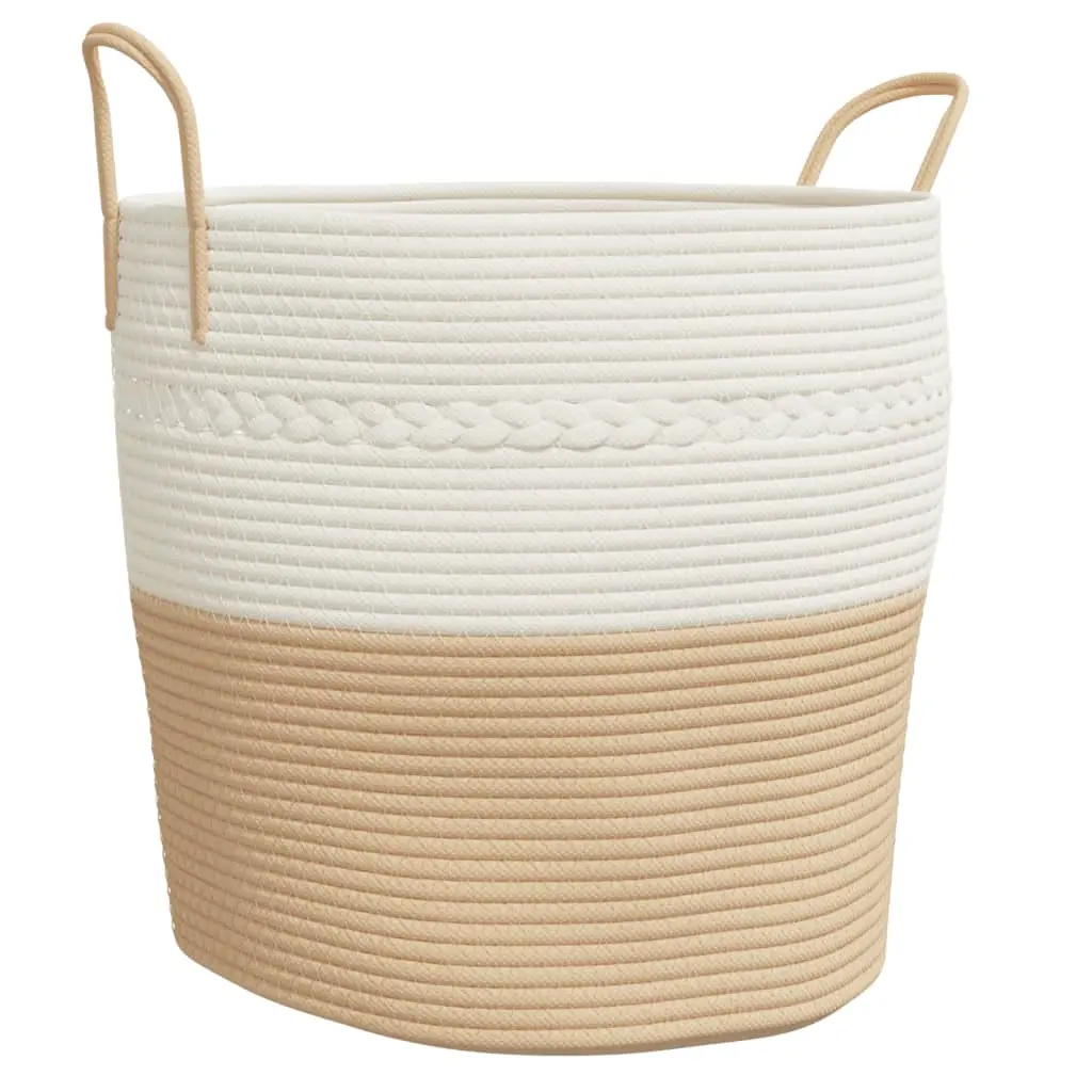 vidaXL Oppbevaringskurv beige og hvit Ø43x38 cm bomull