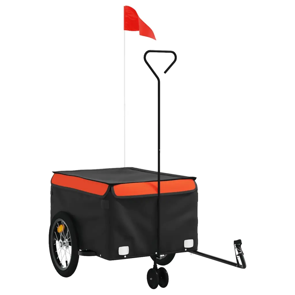 vidaXL Sykkelvogn svart og oransje 45 kg jern