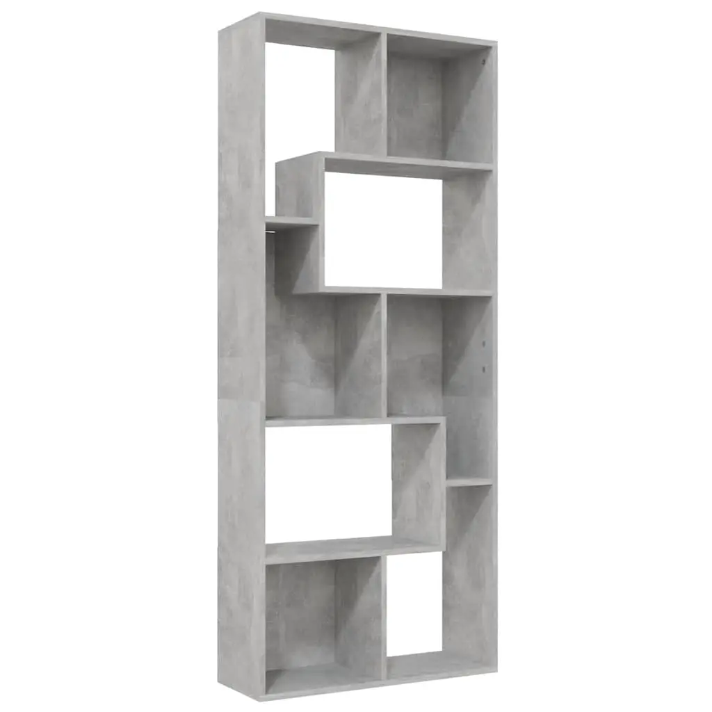 vidaXL Bokhylle betonggrå 67x24x161 cm konstruert tre