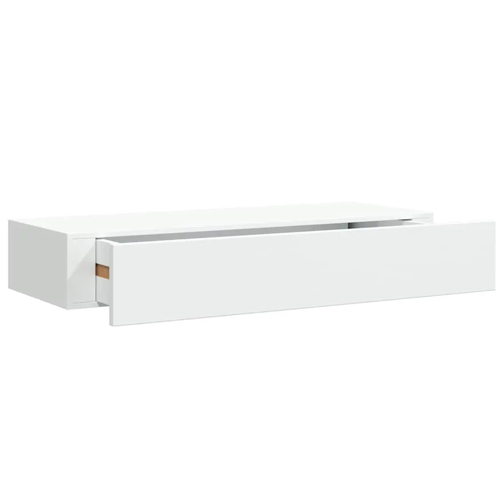 vidaXL Veggmontert skuffehylle hvit 60x23,5x10 cm MDF