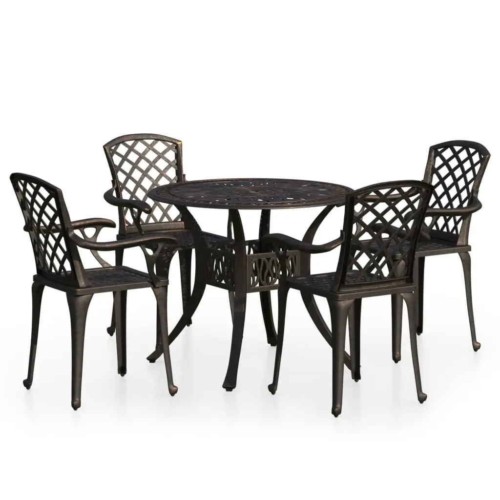 vidaXL Bistrosett 5 deler støpt aluminium bronse